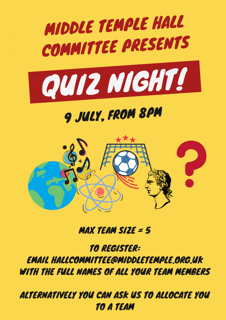 The Hall Committee Virtual Pub Quiz - one of the many online events organised by the Hall Committee during lockdown