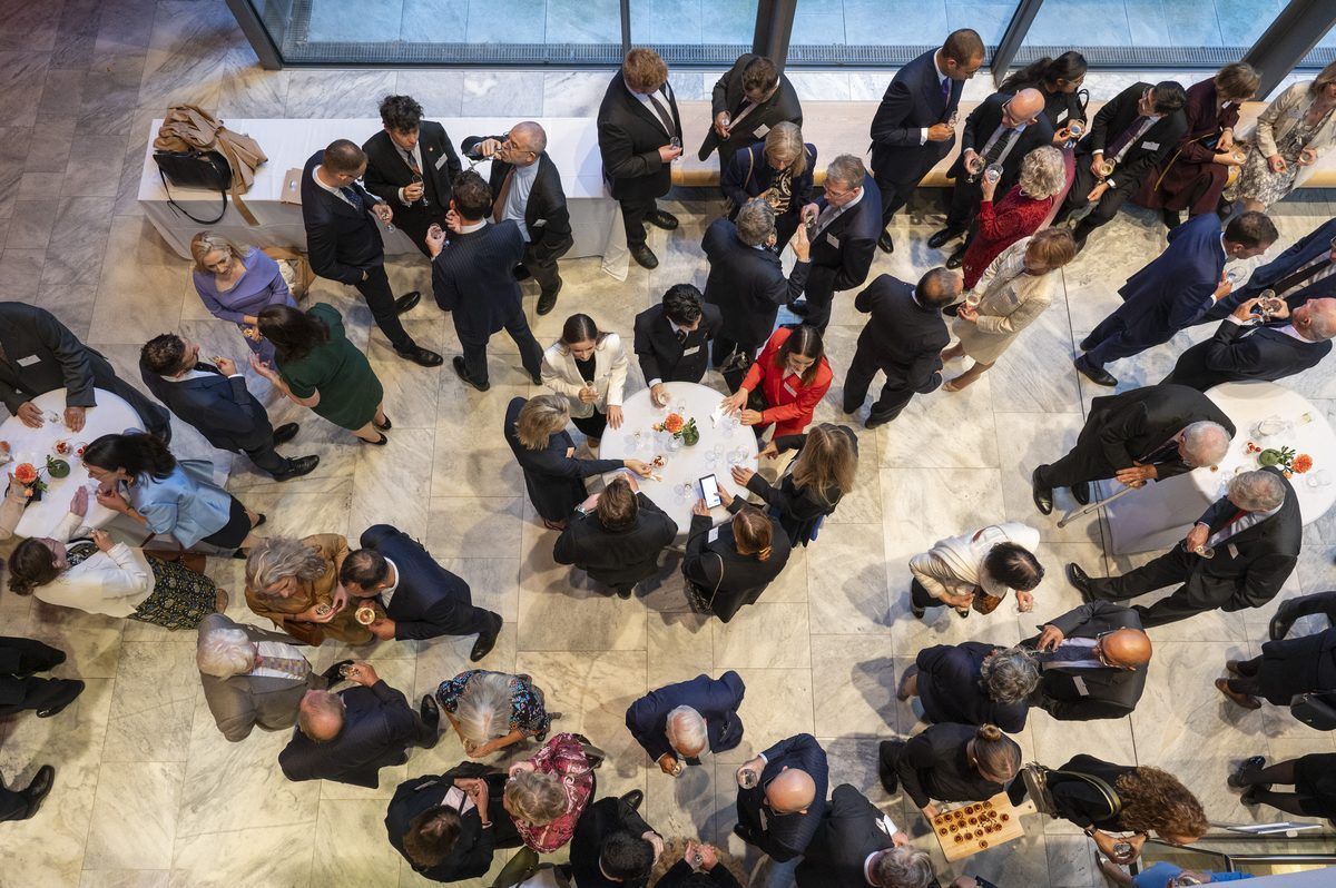 Middle Templars and Dutch colleagues at a reception at the Peace Palace, The Hague