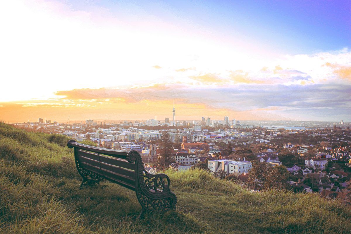 Auckland skyline at sunset