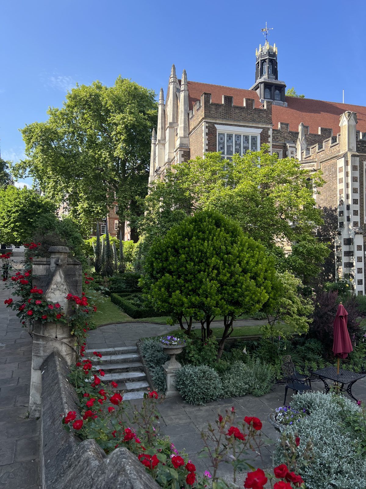 Red Roses View towards Knot Garden